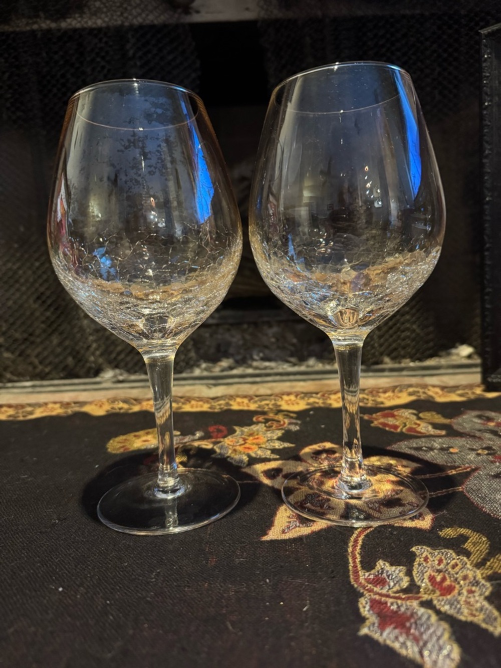 Pier 1 Clear Crackle Wine Glasses - Set of 2